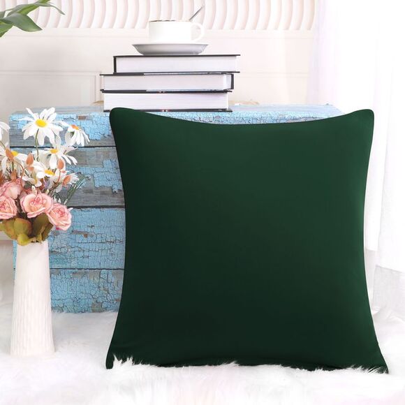 Square Throw Pillow Case Cushion Cover Home Sofa 18" x 18" Dark Green - Picture 4 of 6